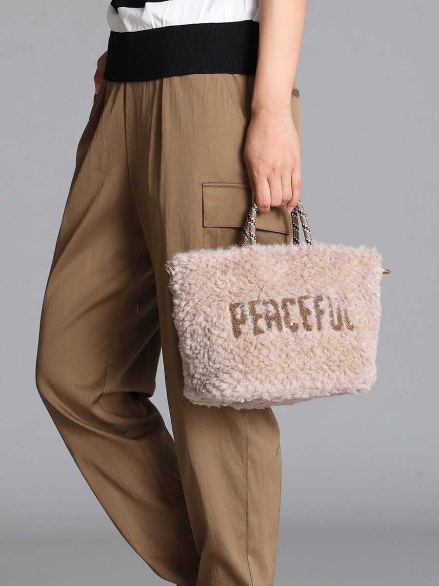 【SALE／11%OFF】LASUD ロゴワッペンボアMINIバック ラシュッド バッグ ハンドバッグ グレー ベージュ ブルー【送料無料】のサムネイル