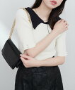 natural couture 【WEB限定】衿付きシンプルリブニットプルーバー ナチュラルクチュール トップス ニット ホワイト ブラック ブルー ピンク【送...