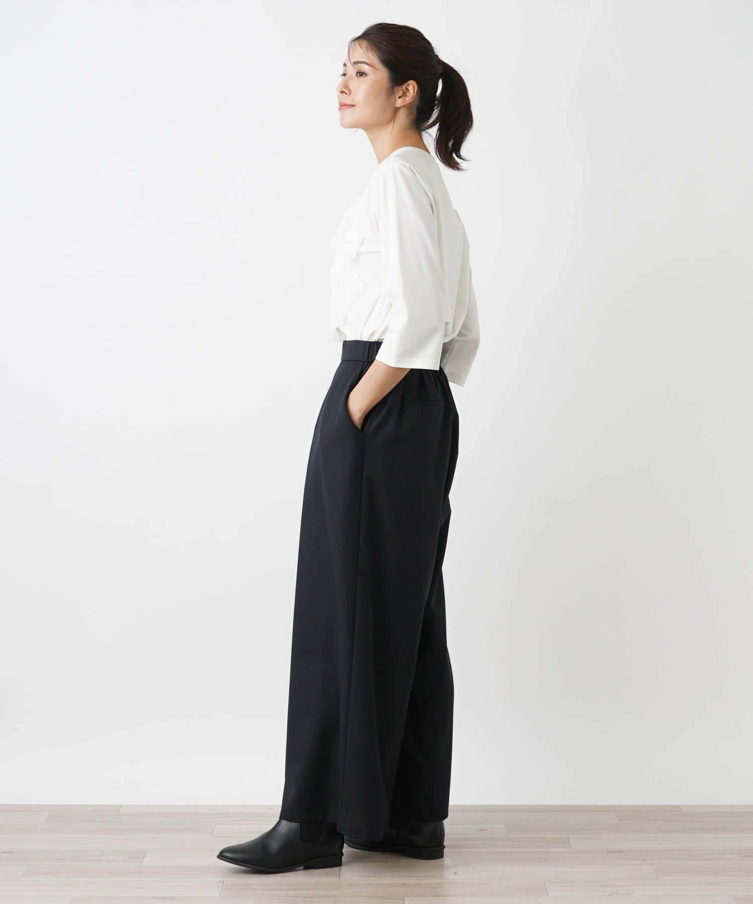 Leilian ワイドパンツ レリアン パンツ その他のパンツ ネイビー