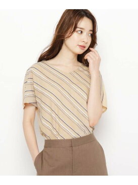 【SALE/30%OFF】Airpapel 【テレワーク/ハンドウォッシュ】異素材バイアスストライププルオーバー ワールドオンラインストアセレクト カットソー Tシャツ ホワイト ベージュ ブルー【送料無料】