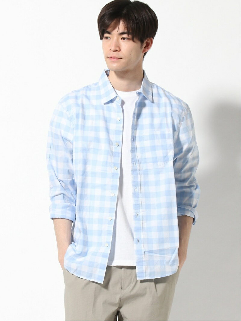 【SALE／87%OFF】BANANA REPUBLIC FACTORY STORE (M)【BANANA REPUBLIC FACTORY STORE】スリムフィット アンタックド オーガニックコットンシャツ バナナ・リパブリック ファクトリーストアー トップス シャツ・ブラウス ブルー グリーン レッドのサムネイル