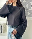 【SALE/27%OFF】GeeRA チュールレイヤードロンT ジーラ トップス カットソー・Tシャツ ホワイト グレー