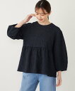 SHIPS Colors SHIPS Colors:<手洗い可能>フクレ ジャカード タックスリーブ ブラウス シップス トップス シャツ・ブラウス ホワイト ネイビー【送料無料】(4)