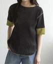 【SALE/34%OFF】VENCE share style Ladys プリーツ袖配色トップス ヴァンス エクスチェンジ トップス ニット ブラック ホワイト グレー ベージュ ブラウン