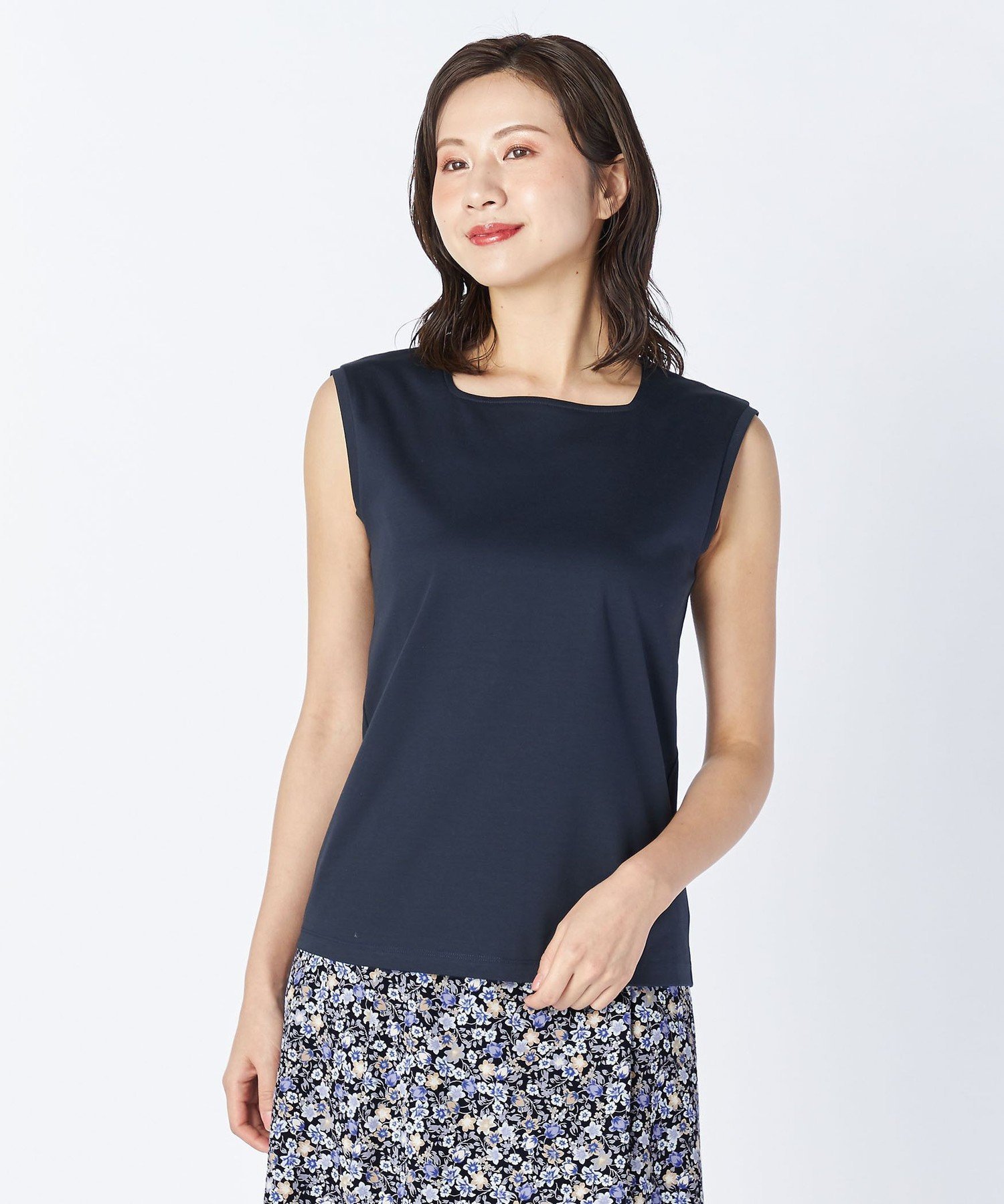 KEITH 【Lサイズ】COOLスムースノースリーブ キース トップス カットソー・Tシャツ ネイビー ホワイト