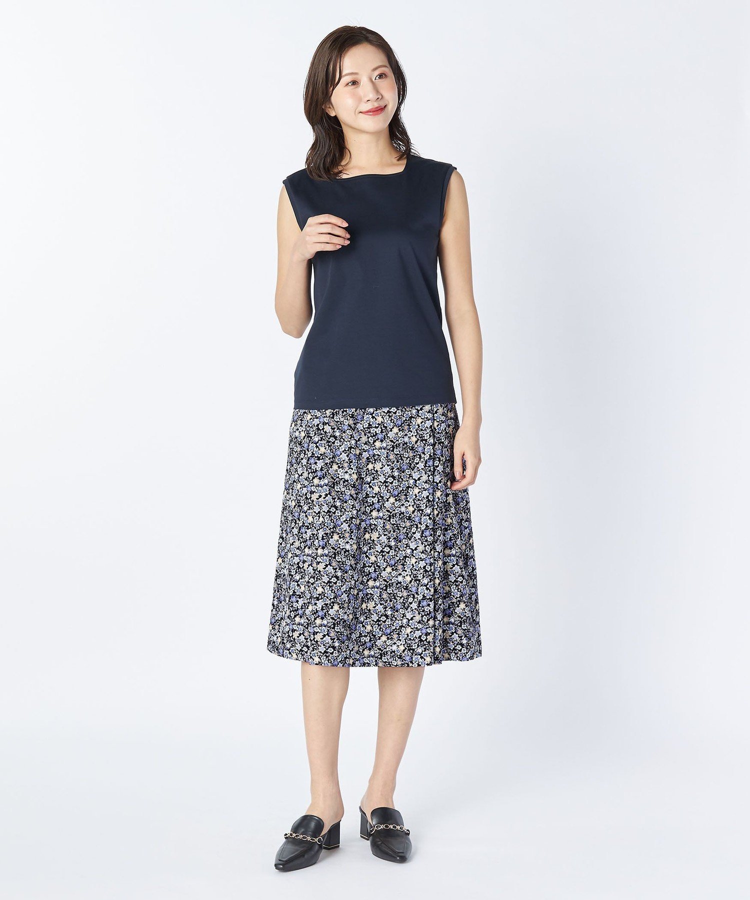KEITH 【Lサイズ】COOLスムースノースリーブ キース トップス カットソー・Tシャツ ネイビー ホワイト