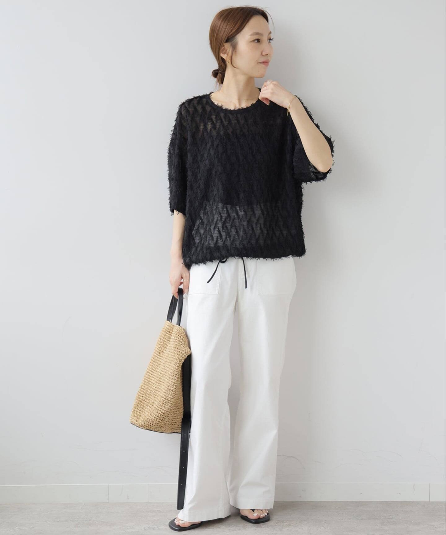 JOURNAL STANDARD relume シアーカットジャガードTブラウス ジャーナル スタンダード レリューム トップス シャツ・ブラウス ベージュ ブラック
