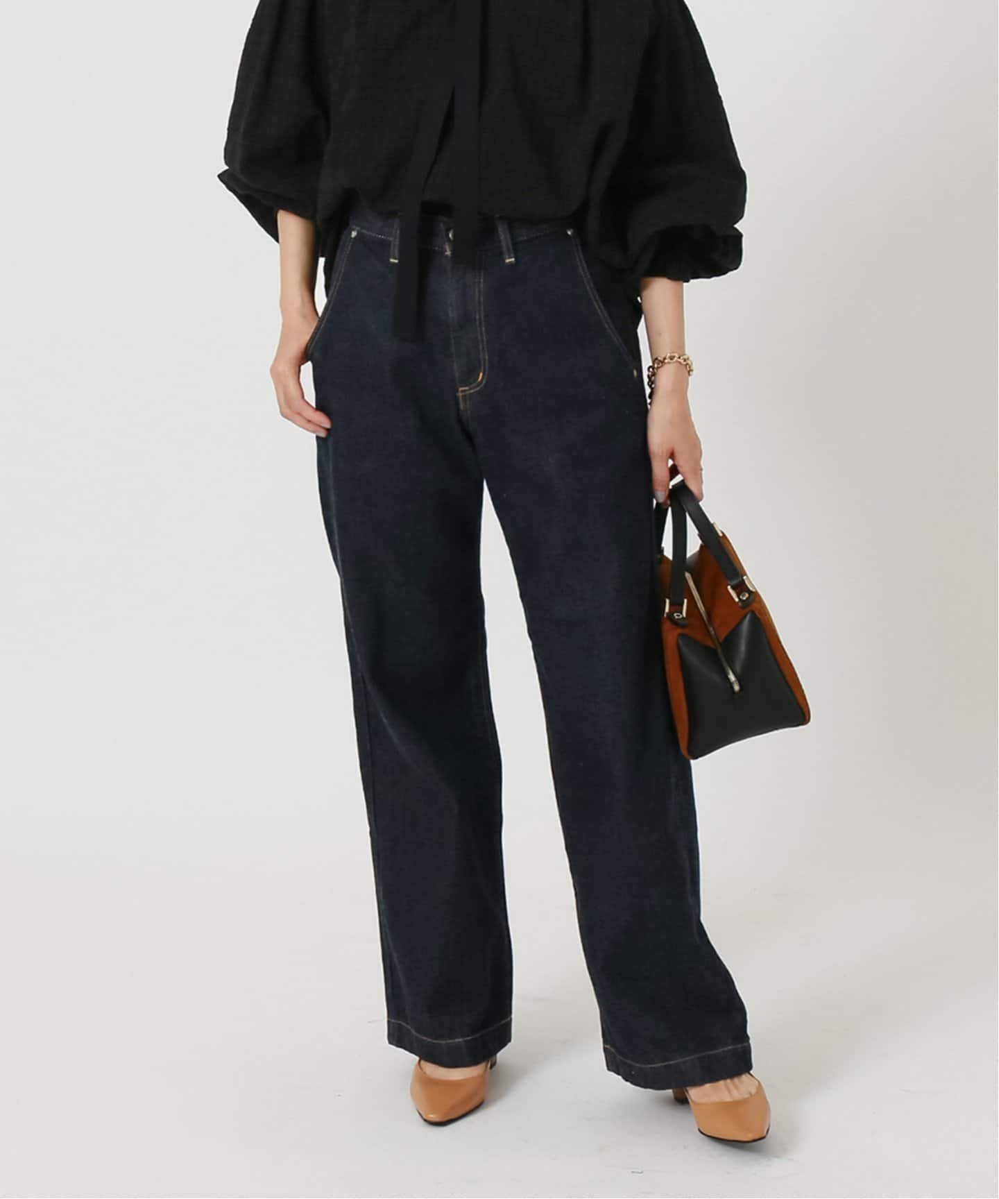 【SALE／30%OFF】IENA エコデニムソフトバギーパンツ イエナ パンツ ジーンズ・デニムパンツ ネイビー ブルー【送料無料】のサムネイル