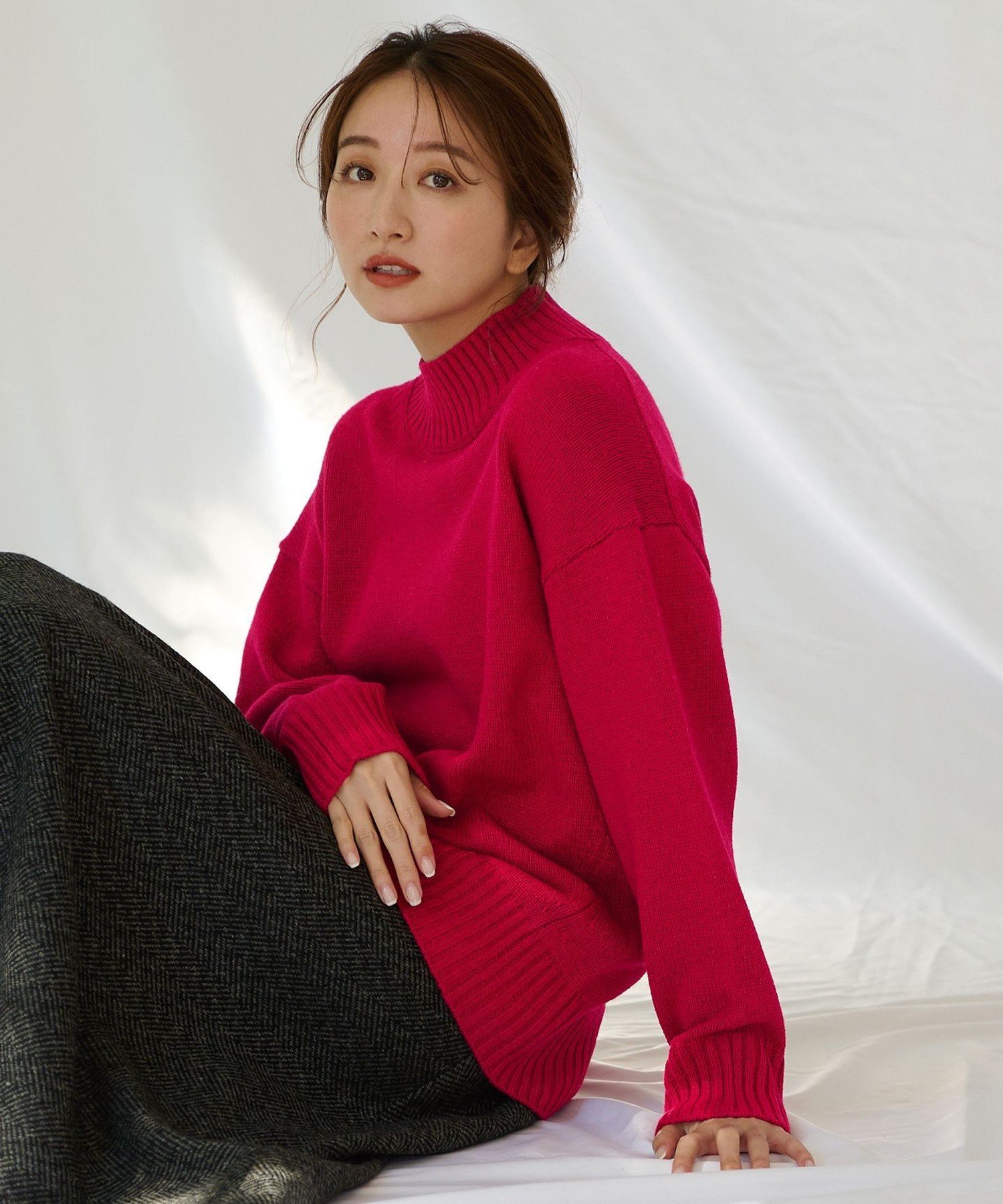 美品☆ドゥーズィエムクラス ラム畦 ハイネックニット ゆったり 黒 Cropped タートルネック ニット（ニット/セーター）｜Deuxieme Classe