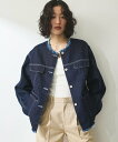 ADAM ET ROPE' FEMME 【WEB限定】デニムフリンジブルゾン アダムエロペ ジャケット・アウター ブルゾン・ジャンパー ブルー【送料無料】