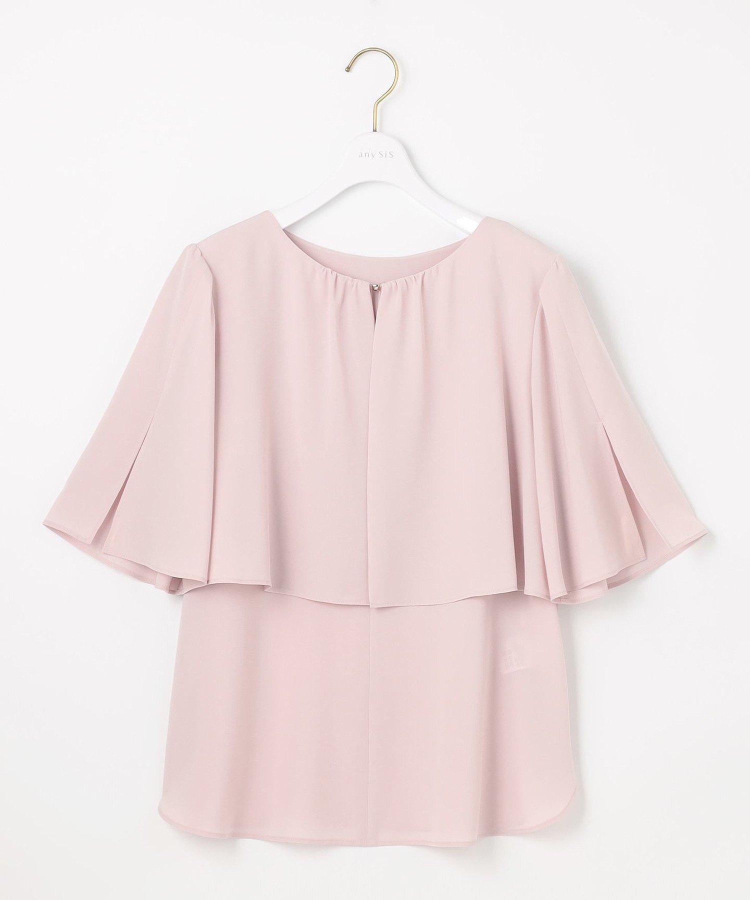 【SALE／20%OFF】any SiS L 【洗える】ケープフレアスリーブ ブラウス エニィスィス トップス シャツ・ブラウス ネイビー ホワイト ピンク グリーン【送料無料】のサムネイル