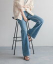 LOWRYS FARM デニムフレアパンツ ローリーズファーム パンツ ジーンズ・デニムパンツ ブラック ブルー【送料無料】