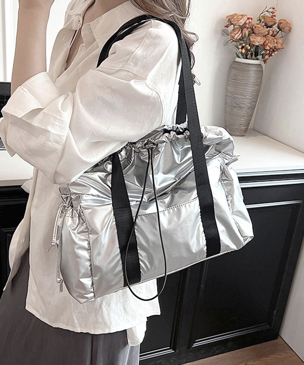 【SALE/30%OFF】miniministore トートバッグ 大容量かばん 軽量 韓国風 ミニミニストア バッグ トートバッグ ブラック シルバー