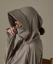 FashionLetter UPF50+ 接触冷感 指穴付き ツバ付きロング丈パーカ ラッシュガード ビーフラット 水着・スイムグッズ ラッシュガード ピンク ベージュ カーキグリーン ホワイト グレー ブラック