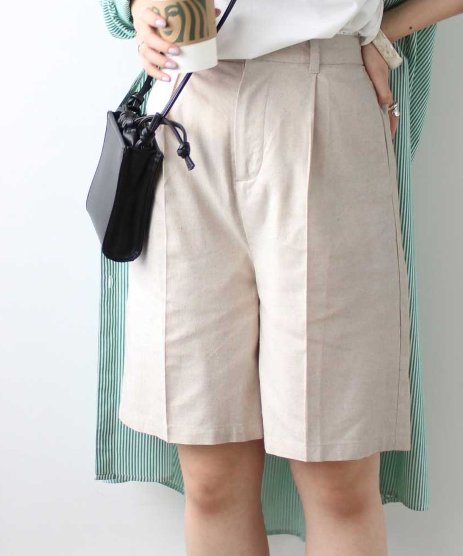 【SALE／85%OFF】GeeRA リネンライクハーフパンツ ジーラ パンツ その他のパンツ ベージュ