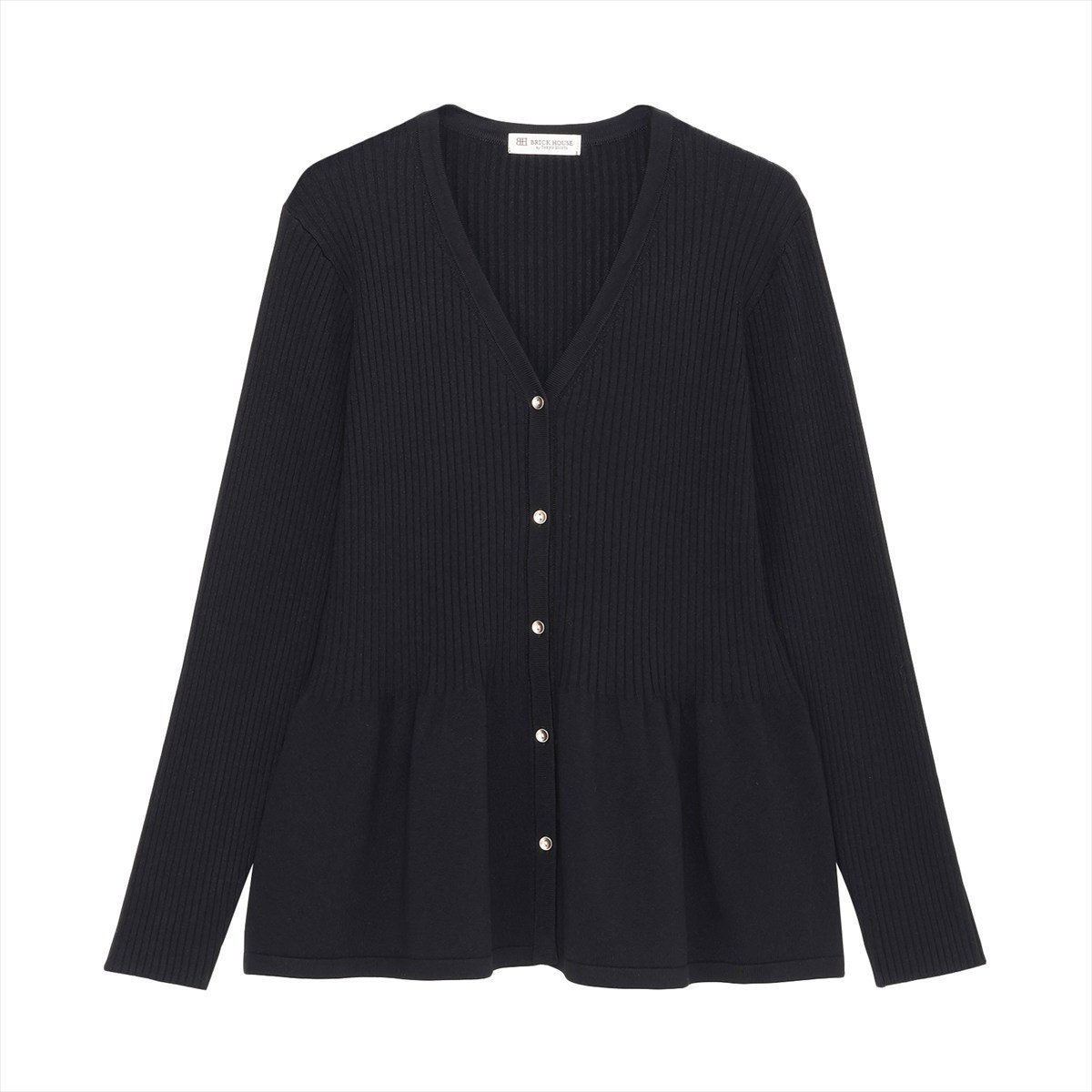 【SALE／37%OFF】BRICK HOUSE by Tokyo Shirts ニット リブ編みフレア Vネック カーディガン レディース BL05K100DE10V00-49 トーキョーシャツ トップス カーディガン ブラック