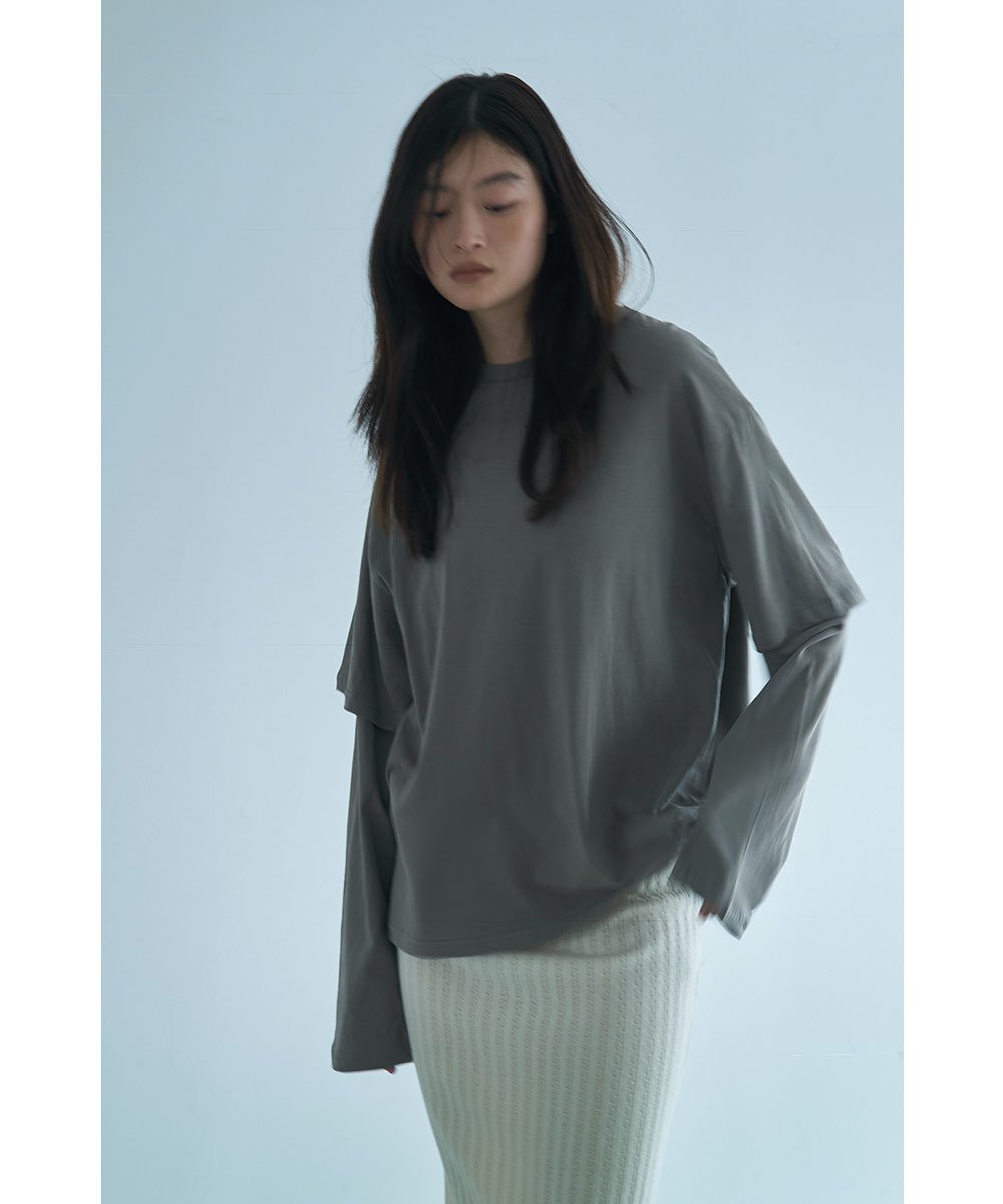 marjour MUTED TONES LAYERED LIKE TEE マージュール トップス カットソー・Tシャツ ピンク ベージュ