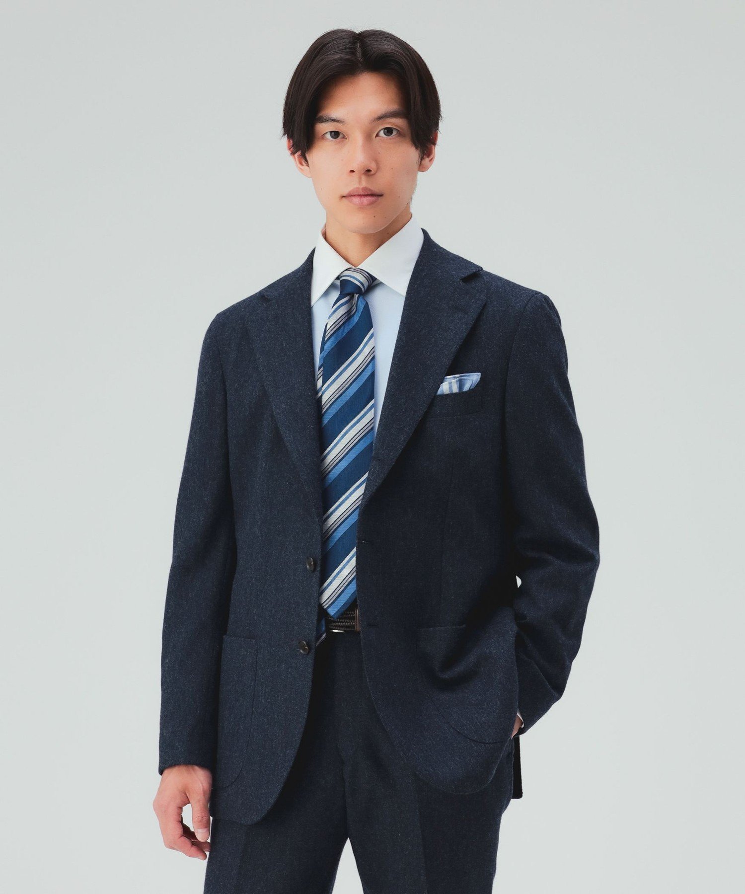 BEAMS HEART MEN フランネル 3ボタン ジャケット(セットアップ対応) ビームス ハート ジャケット・アウター テーラードジャケット・ブレザー グレー ネイビー【送料無料】