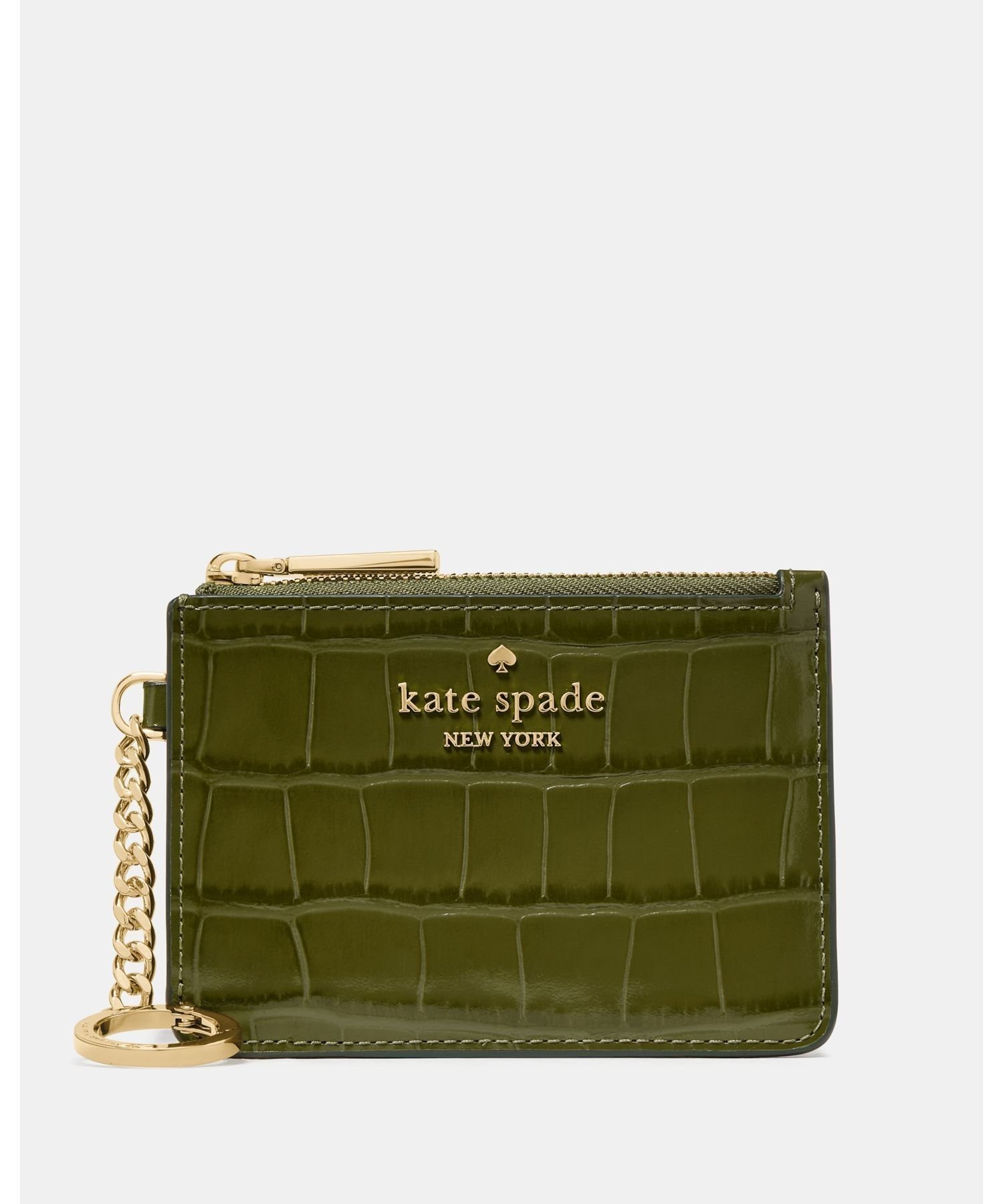 【SALE／72%OFF】kate spade new york 【公式】クロコ エンボス キー リング カード ホルダー ケイトスペードニューヨーク 財布・ポーチ・ケース 名刺入れ・カードケース グリーン【送料無料】