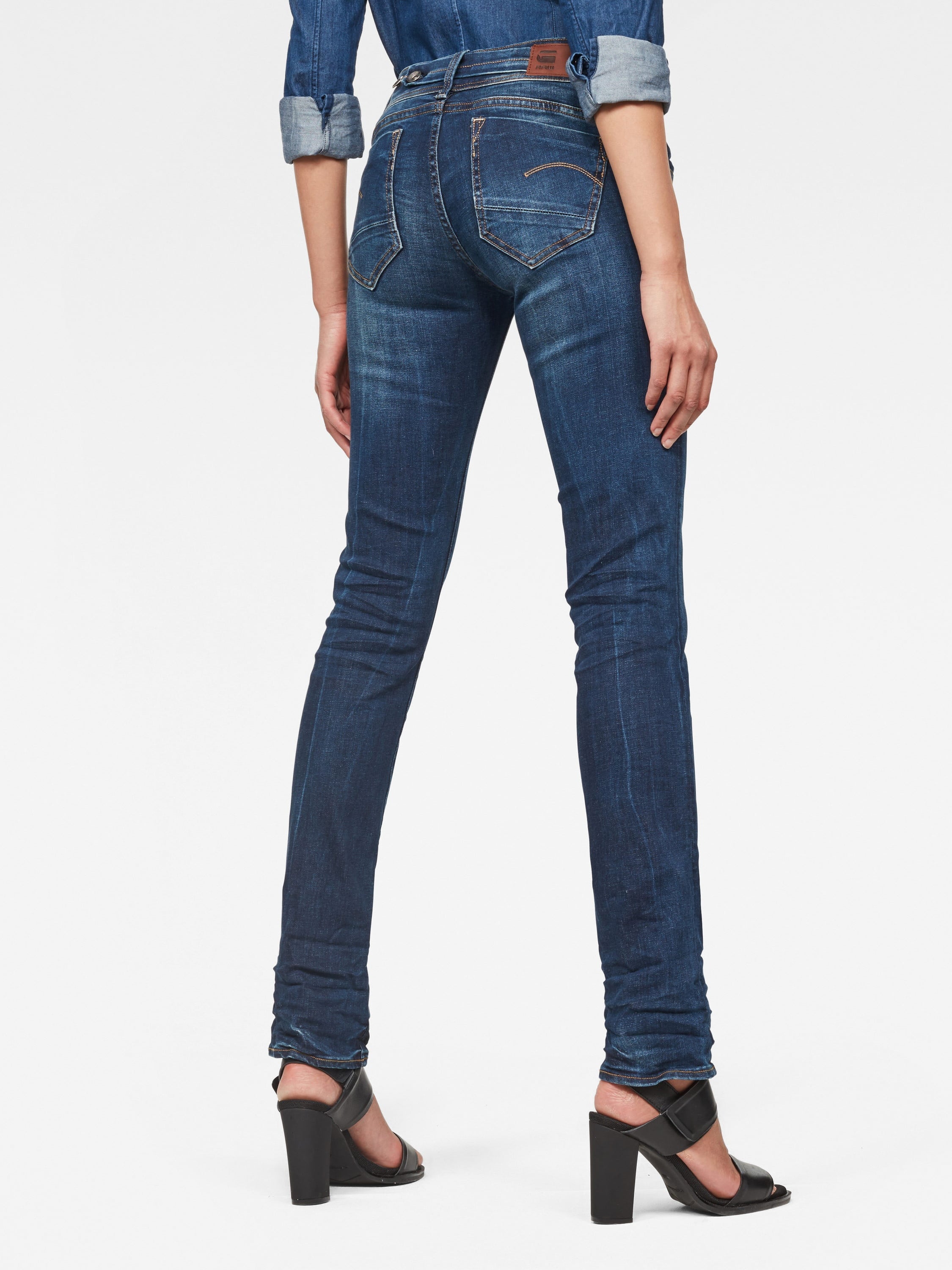 【公式ショップ】MIDGE SADDLE STRAIGHT JEANS/ローライズスリムストレートジーンズ ジースターロゥ パンツ ジーンズ・デニムパンツ ネイビー