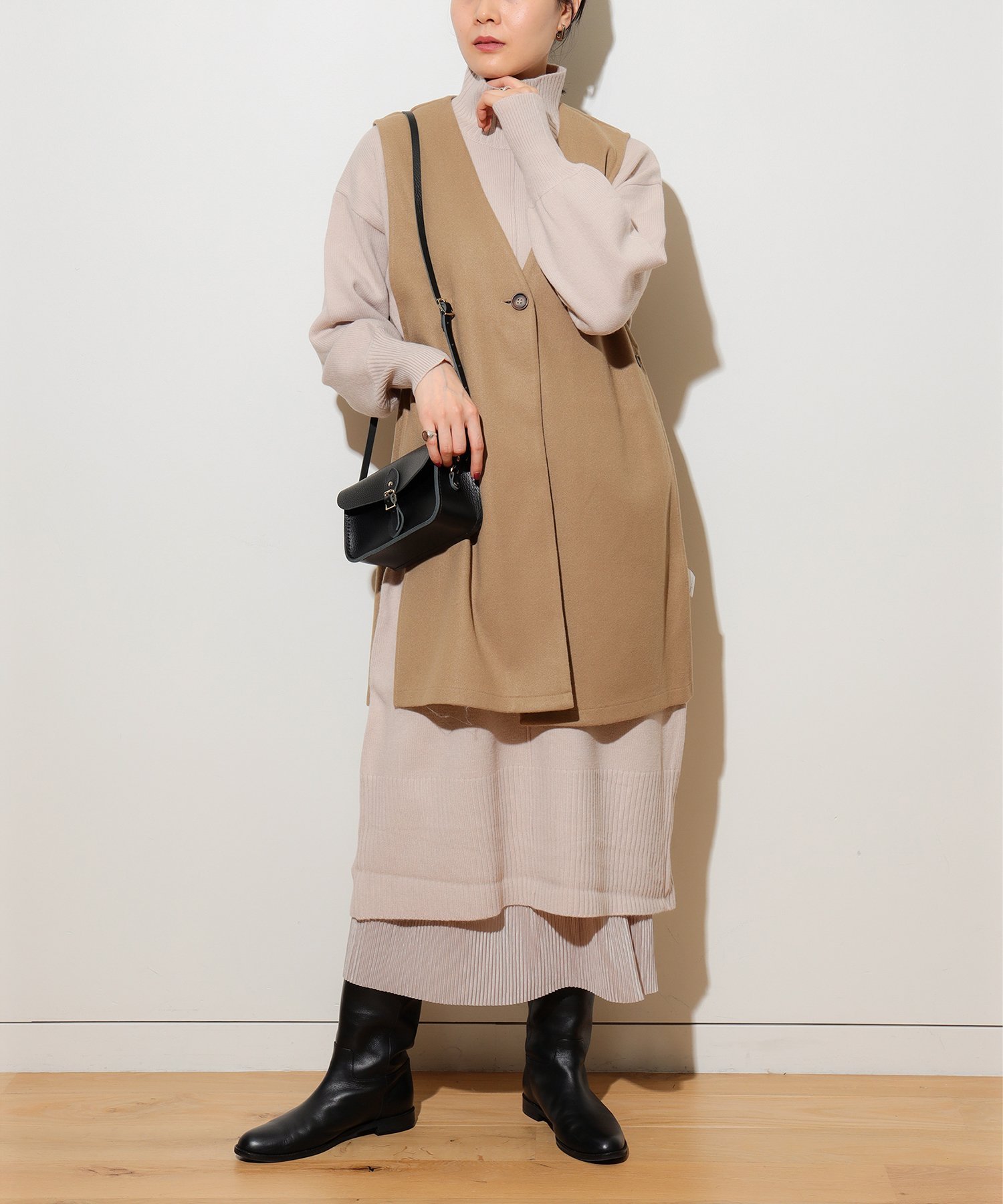 BEAMS HEART WOMEN BEAMS HEART / ハイネックレイヤード ワンピース 23AW ビームス ハート ワンピース ドレス その他のワンピース ドレス ベージュ グリーン ブラック【送料無料】