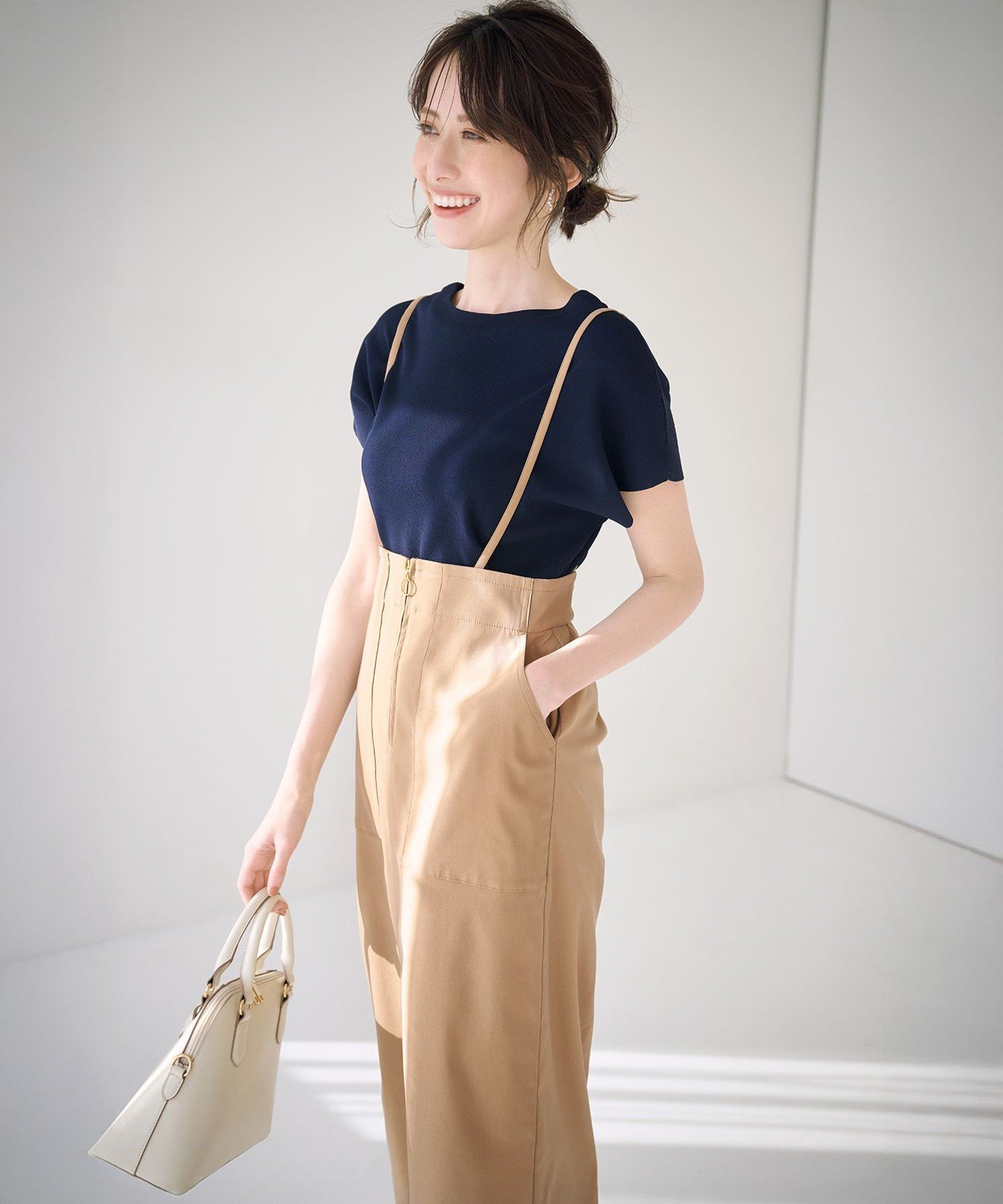 any SiS 【2WAY】フロントジップタイト スカート エニィスィス スカート ロング・マキシスカート ブラック ベージュ【送料無料】のサムネイル