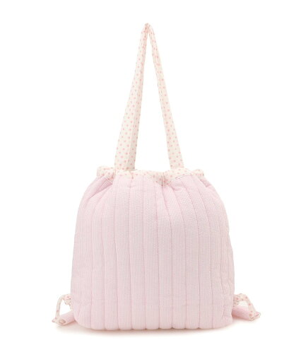 Mignonjour Mignonjour/(W)ドットストライプ2wayバッグ ミニョントレフル ルームヨンマルサンセレクティッド バッグ トートバッグ ピンク ブルー Mignonjour Mignonjour/(W)ドットストライプ2wayバッグ ミニョントレフル ルームヨンマルサンセレクティッド バッグ トートバッグ ピンク ブルー