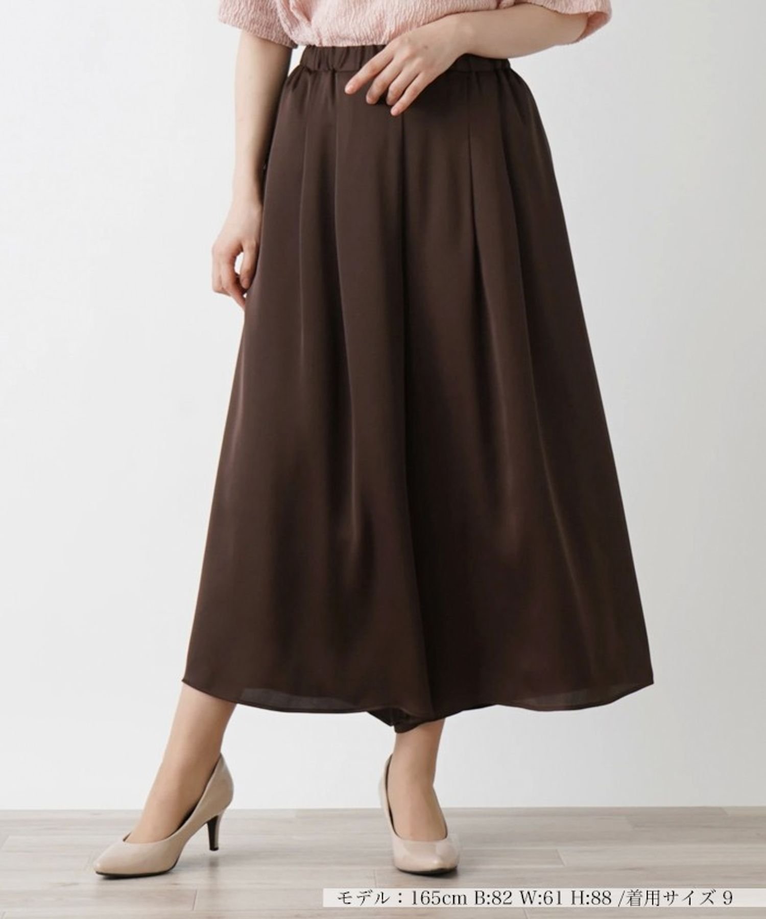 Leilian 【店舗人気】洗えるガウチョパンツ レリアン パンツ その他のパンツ ベージュ ネイビー ブラウン カーキグリーン