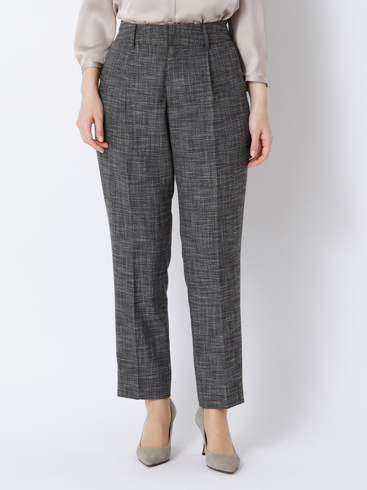 【SALE／20%OFF】SUIT SQUARE タックテーパードパンツ ウォッシャブル ストレッチ ...