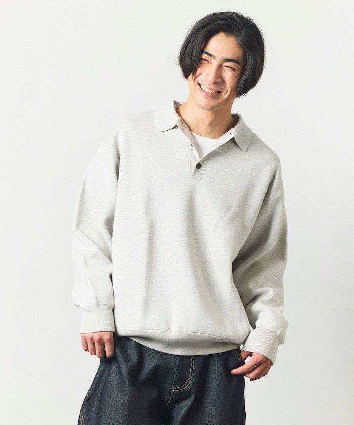 FREAK'S STORE ウォッシャブル スウェットライク ポロカラーニット/静電気ケア 26AW フリークスストア…