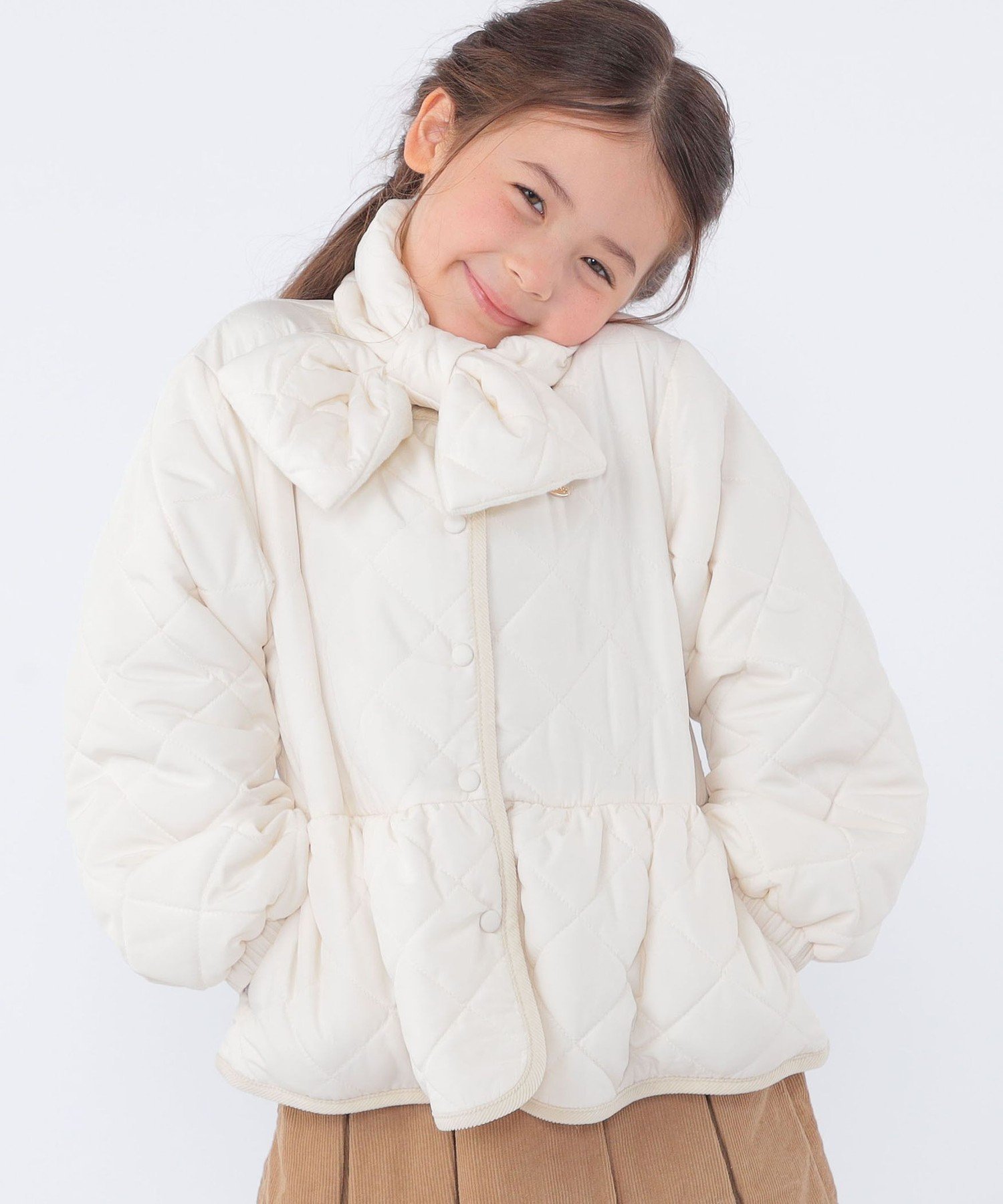 SHIPS KIDS SHIPS KIDS:100~130cm /＜洗濯機可能＞ キルト ペプラム ジャケット シップス ジャケット・アウター その他のジャケット・アウター ネイビー ホワイト【送料無料】のサムネイル