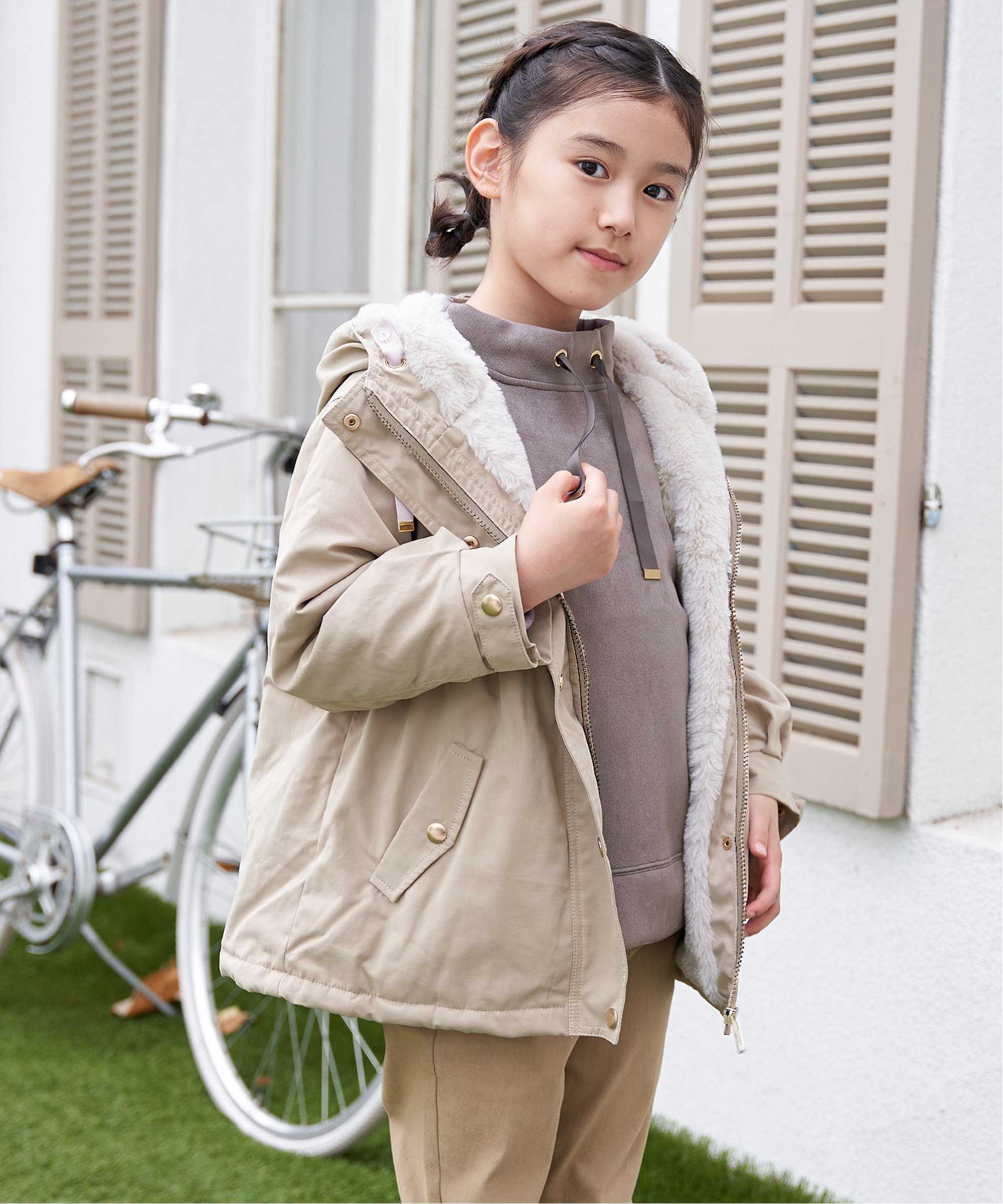 ikka 【親子コーデ】総裏ファーマンパジャケット(110~160cm) イッカ ジャケット・アウター その他のジャケット・アウター ピンク ベージュ【送料無料...