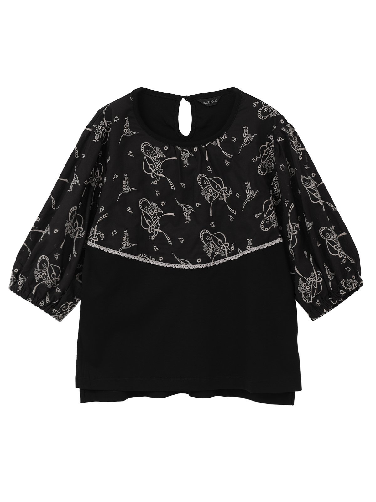INGEBORG すずらん刺繍使いカットソー ピンクハウス トップス カットソー・Tシャツ ブラック ホワイト グリーン