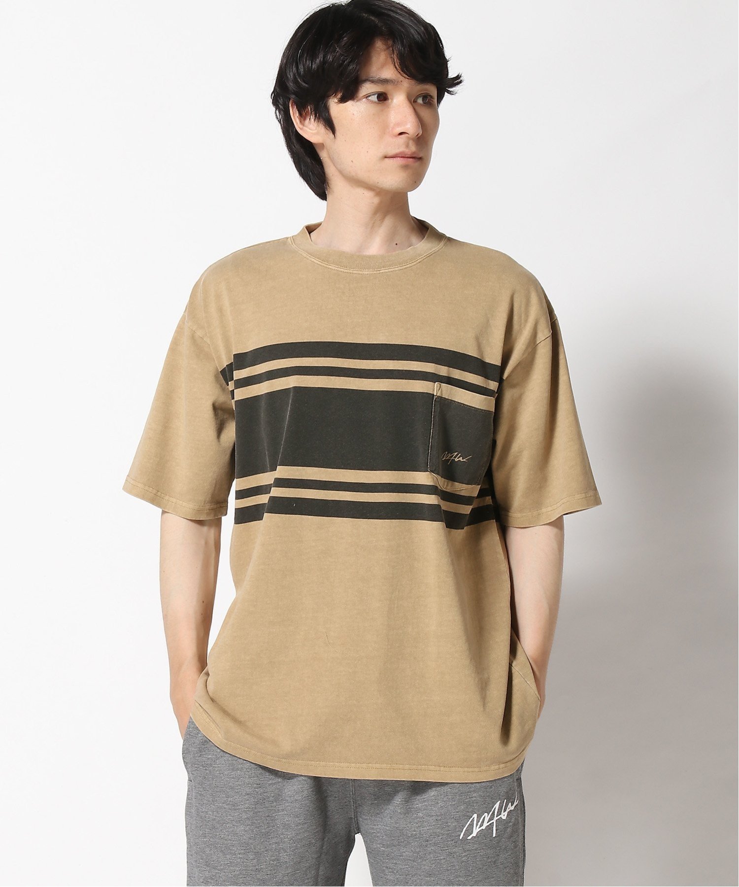 【SALE／30%OFF】WTW (U)ダブルティー ピグメント レトロ Tシャツ 半袖 トップス ダブルティー カットソー Tシャツ ベージュ ブルー ホワイト