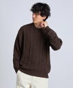 【SALE／50%OFF】SHIPS any SHIPS any: エコ ウール カシミヤ ケーブル クルーネック セーター◇ シップス トップス ニット ブラウン グレー グリーン ブルー ネイビー【送料無料】