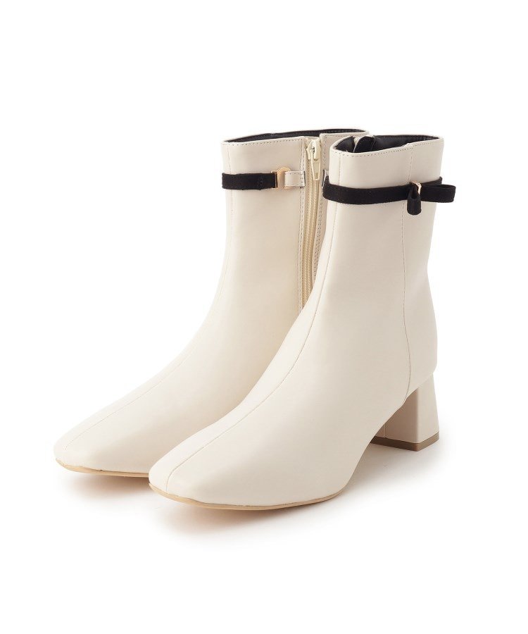 【SALE／30%OFF】Couture Brooch 2WAYリボンショートブーツ クチュールブローチ シューズ・靴 ブーツ ホワイト ブラック【送料無料】