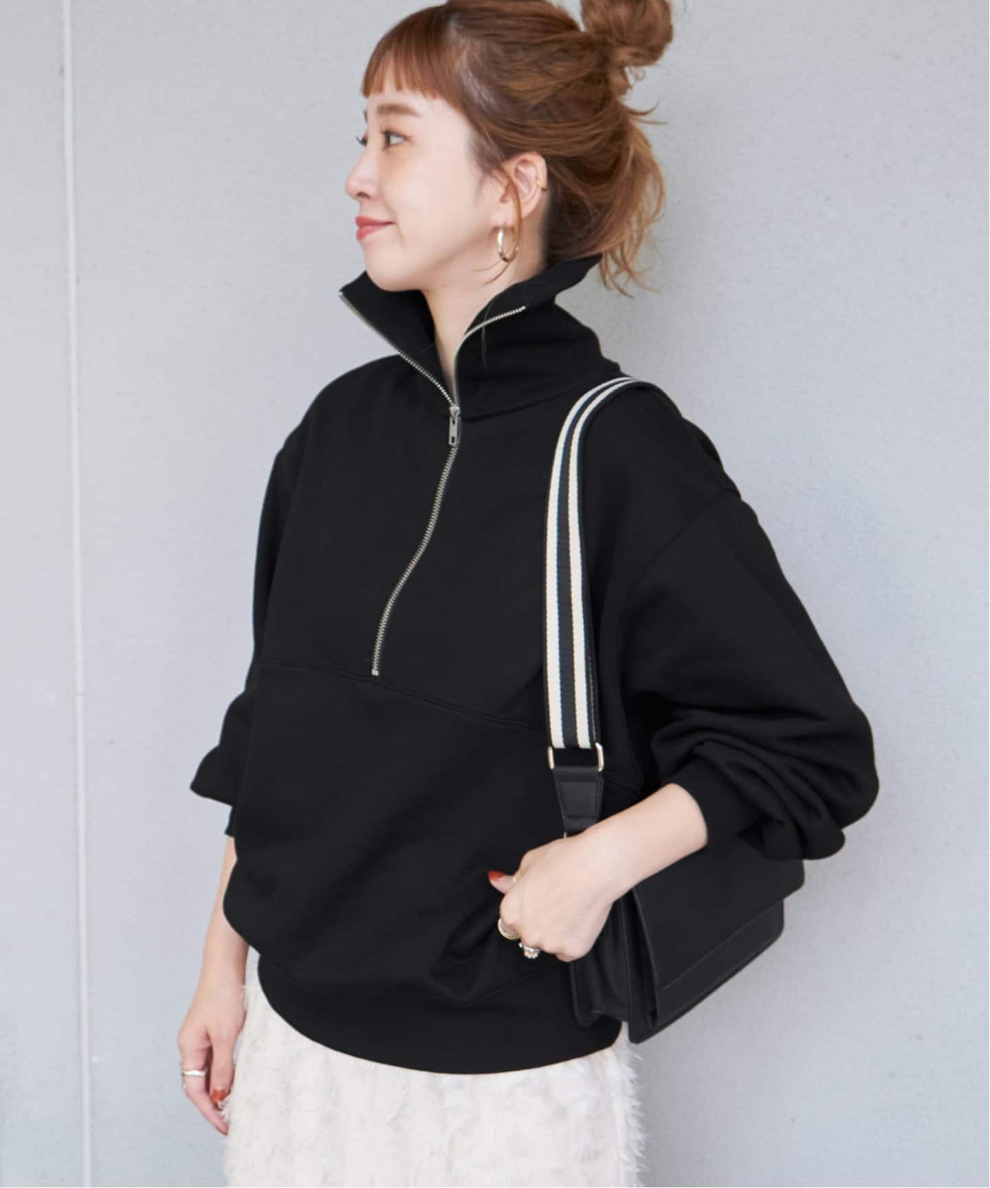 B.C STOCK 《予約》裏毛 ハーフZIP プルオーバー ベーセーストック トップス スウェット・トレーナー ブラック グレー ホワイト【送料無料】のサムネイル