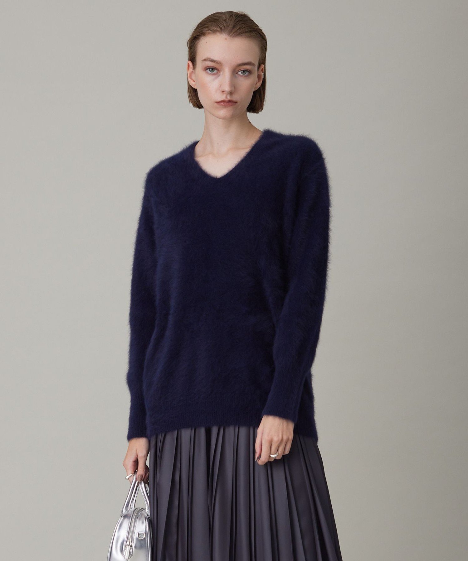 ICB L フォックスカシミヤ プルオーバー アイシービー トップス ニット グレー ネイビー【送料無料】のサムネイル