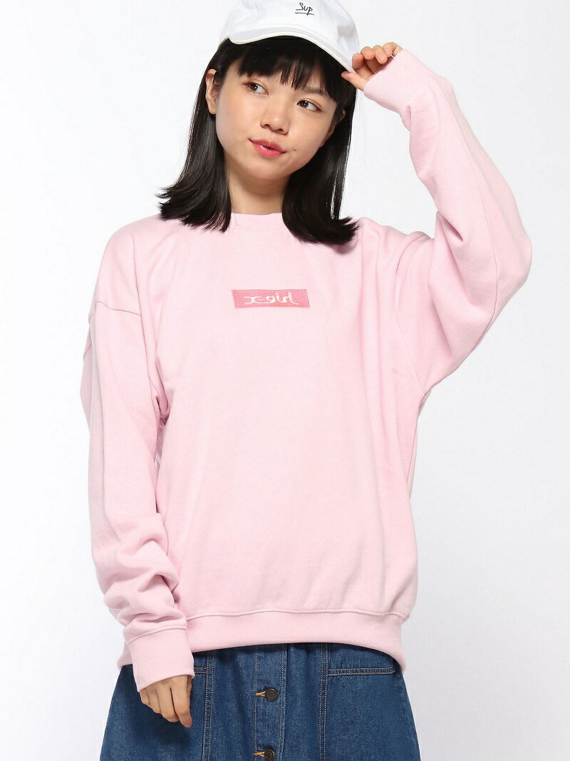 X-girl BOX LOGO CREW SWEAT エックスガール トップス スウェット・トレーナー ピンク ブラック ブルー ホワイト【送料無料】