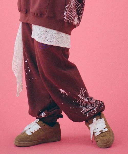 SELECT BRANDS GALFY/ガルフィー スパイダー犬スウェットパンツ *セットアップ対応(MENS) ジャックローズ パンツ その他のパンツ ワインレッド ブラック【送料無料】