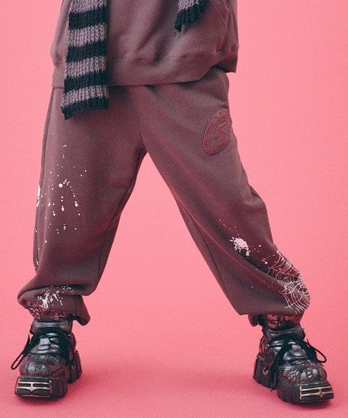 SELECT BRANDS GALFY/ガルフィー スパイダー犬スウェットパンツ *セットアップ対応(MENS) ジャックローズ パンツ その他のパンツ ワインレッド ブラック【送料無料】