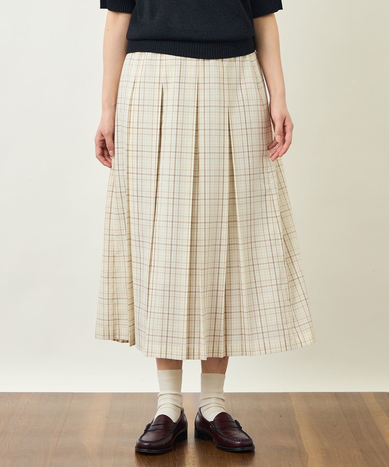 【SALE／44%OFF】MACKINTOSH PHILOSOPHY GREY LABEL ボイルチェックタックスカート マッキントッシュ フィロソフィー スカート ロング・マキシスカート ブラウン ベージュ【送料無料】