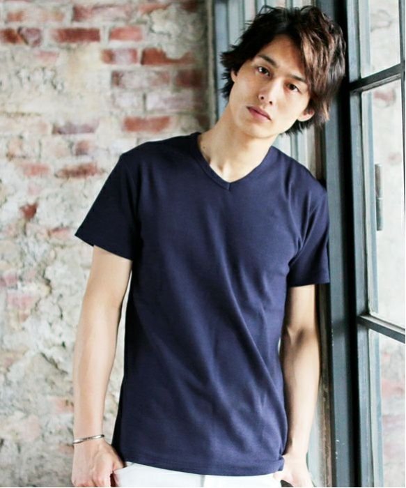 THE CASUAL スパンテレコVネック半袖カットソー カジュアル トップス カットソー・Tシャツ グレー ホワイト ブラック ネイビー カーキグリーン