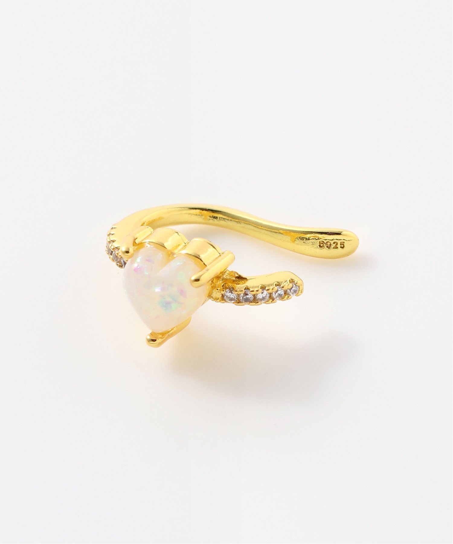 Fun&Daily F&D:スモールストーンハートイヤカフ ファンアンドデイリー アクセサリー・腕時計 イヤリング・イヤーカフ ゴールド シルバー