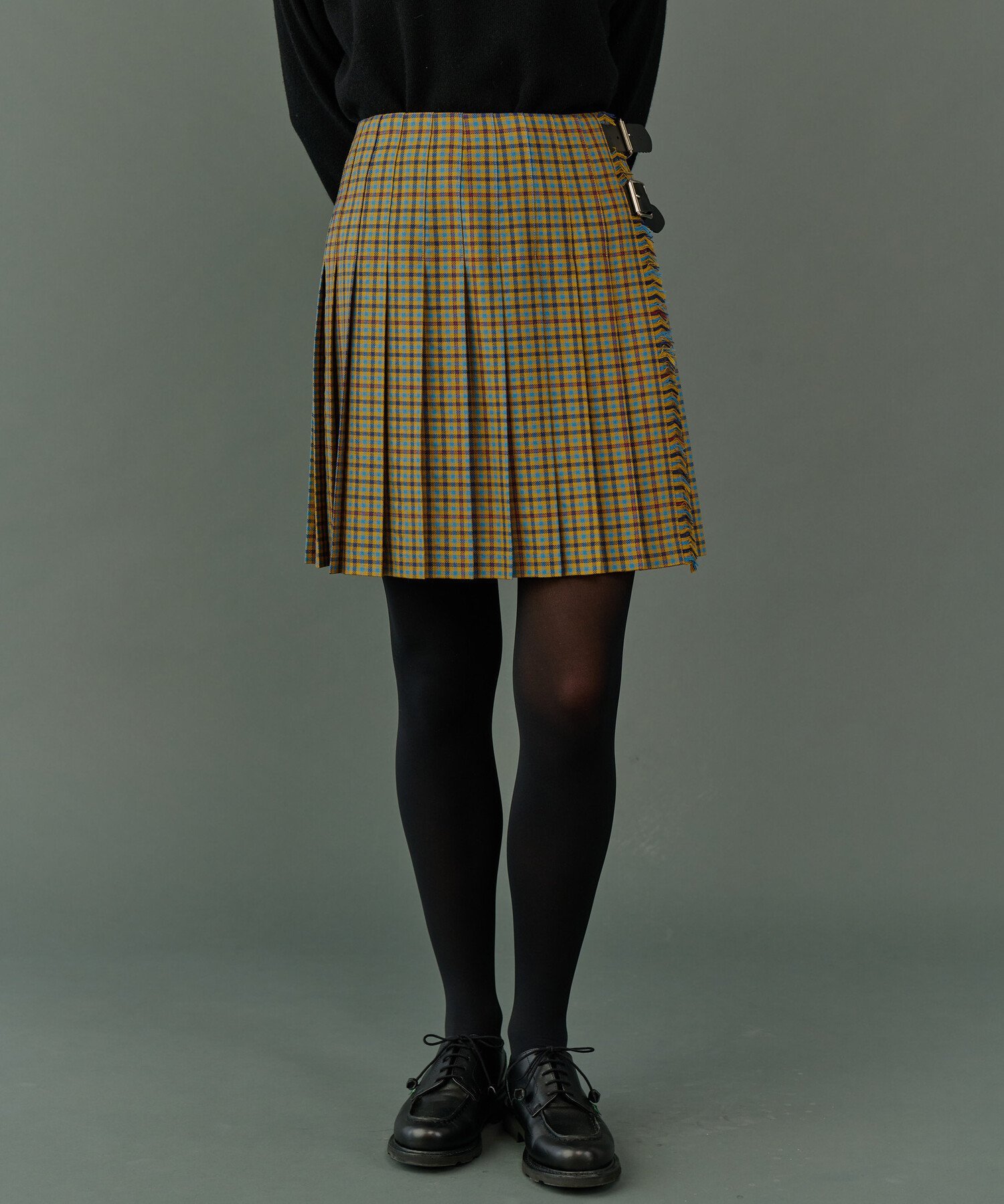 Bshop O'NEIL OF DUBLIN ｜ ウーステッドウール キルトミニスカート ガンクラブチェック WOMEN ビショップ スカート ミニスカート イエロー グレー ベージュ【送料無料】のサムネイル