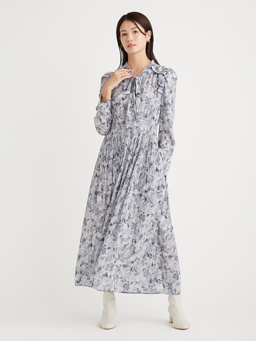 CELFORD ブラードフラワーボウタイワンピース セルフォード ワンピース・ドレス その他のワンピース・ドレス グレー ブラック ベージュ【送料無料】のサムネイル