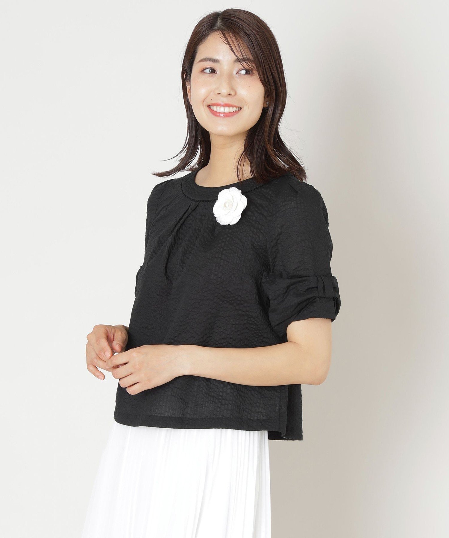 TO BE CHIC ウェーブローン スリーブリボンブラウス トゥー ビー シック トップス シャツ・ブラウス ピンク ブラック ベージュ