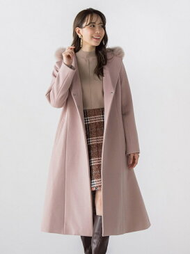 【SALE/40%OFF】QUEENS COURT 【大きいサイズ】ファーツキガウンコート クイーンズコート コート/ジャケット コート/ジャケットその他 ブラック ピンク ブルー【送料無料】