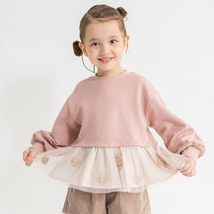 branshes 【おそろい】フラワーモチーフ付きチュニック ブランシェス ワンピース・ドレス チュニック ブルー ピンクのサムネイル