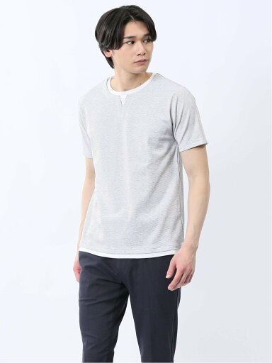【SALE/20%OFF】TAKA-Q メランジポンチ キーネック半袖Tシャツ タカキュー トップス カットソー・Tシャツ グレー ネイビー 【SALE/20%OFF】TAKA-Q メランジポンチ キーネック半袖Tシャツ タカキュー トップス カットソー・Tシャツ グレー ネイビー
